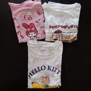 Uniqlo Sanrio Bundle of 3 Tee Top Pink White Graphic Size 3-4